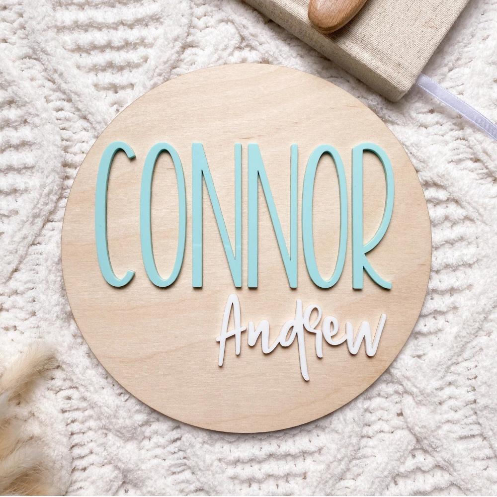 Baby Products Decoration - Placa de anúncio de nascimento personalizada