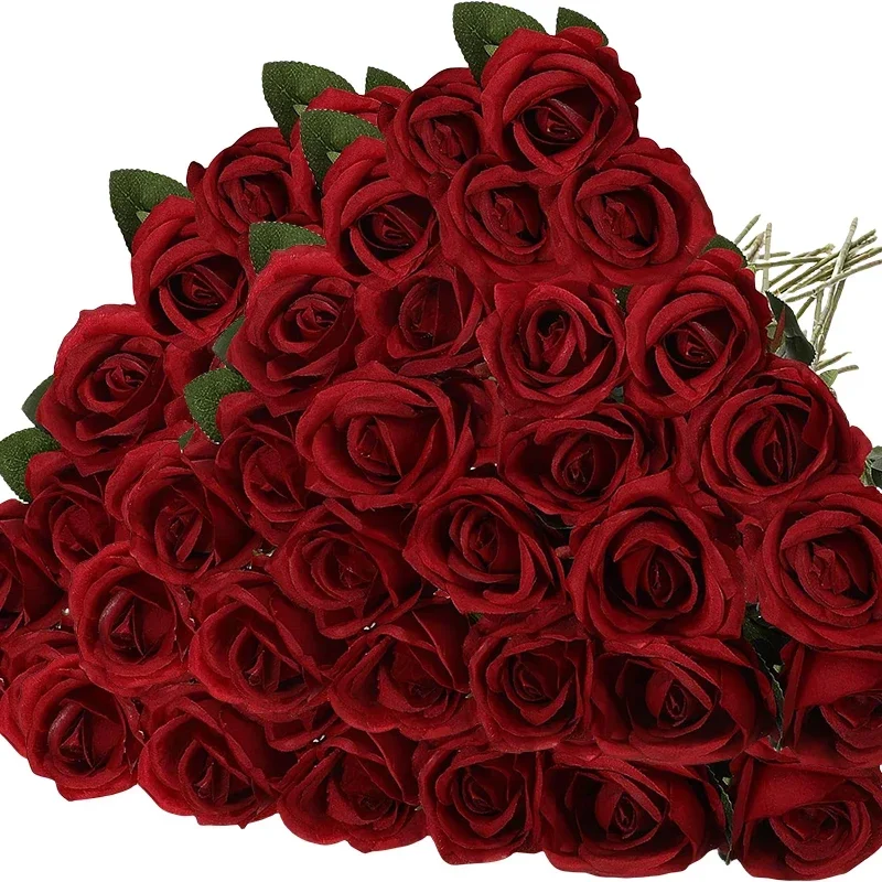 Baby Products Decoration - 50 pçs veludo rosa artificial flores